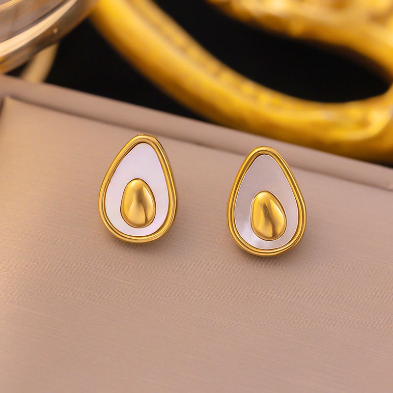 304 Stainless Steel 18K Gold Plated IG Style Inlay Avocado Acrylic Earrings Necklace