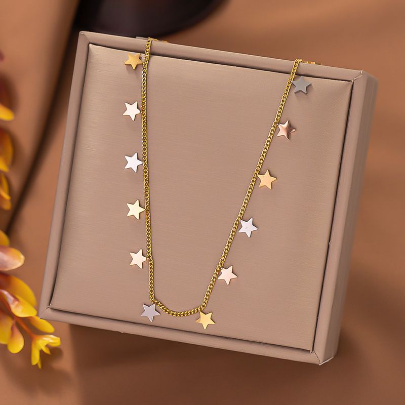 Edelstahl 304 18 Karat Vergoldet Basic Klassischer Stil Überzug Pentagramm Halskette