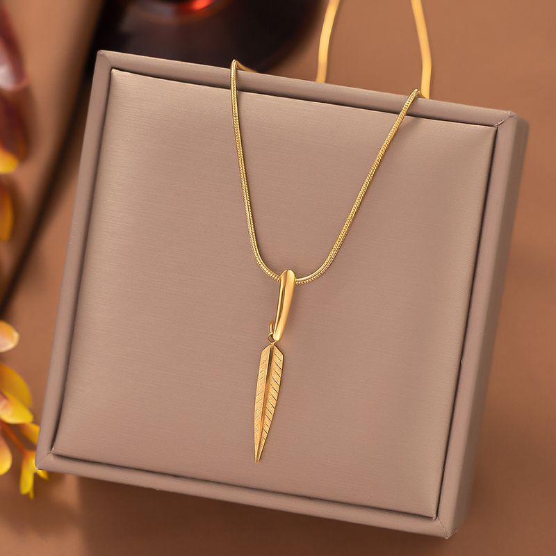 Edelstahl 304 18 Karat Vergoldet Einfacher Stil Überzug Blatt Ohrringe Halskette