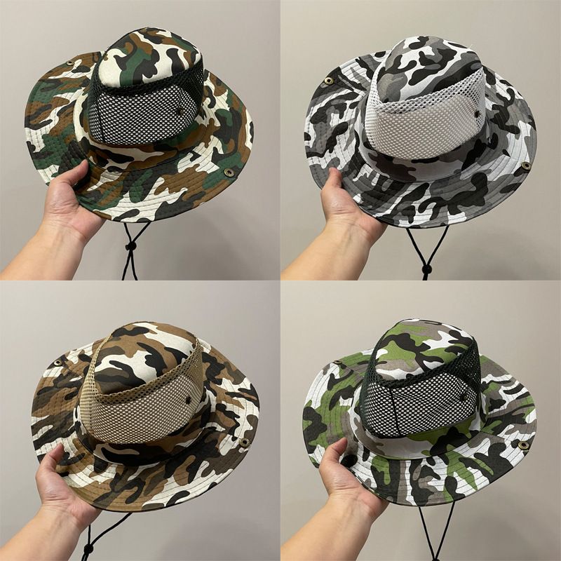 Unisex Pastoral Camouflage Big Eaves Bucket Hat