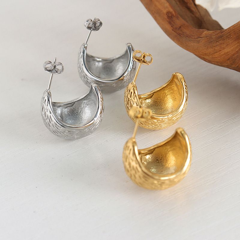 1 Pair Simple Style Solid Color Plating Titanium Steel Gold Plated Earrings