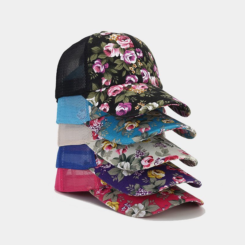 Women's Elegant Basic Streetwear Flower Printing Curved Eaves Baseball Cap