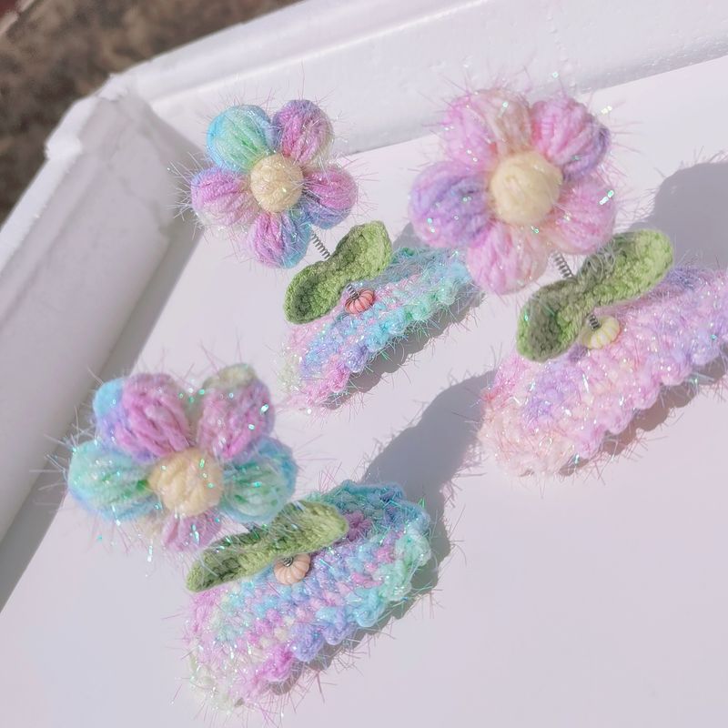 Cute Flower Wool Knitting Hair Clip