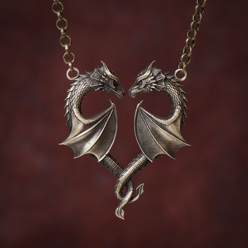 Rétro Style Cool Forme De Cœur Dragon Alliage Placage Unisexe Collier