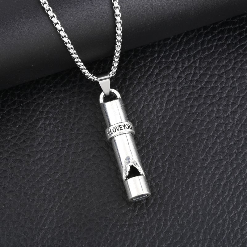 Hip-hop Cool Style Whistle Letter Stainless Steel Alloy Plating Women's Pendant Necklace Long Necklace