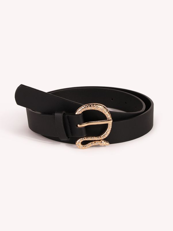Simple Style Solid Color Snake Pu Leather Alloy Women's Leather Belts