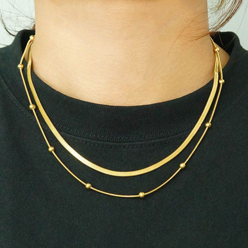 Hip-Hop Simple Style Solid Color Stainless Steel Layered Plating 18K Gold Plated Women'S Layered Necklaces