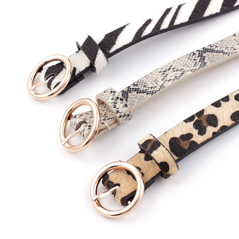 Classic Style Zebra Snakeskin Leopard Pu Leather Alloy Women's Leather Belts