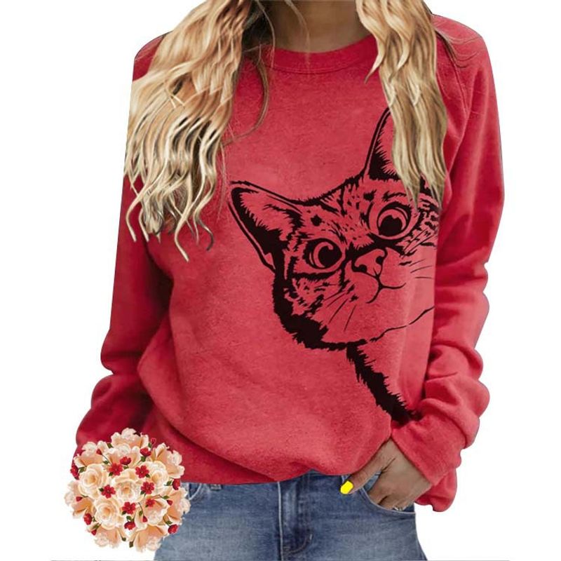Women's Hoodie Long Sleeve Hoodies & Sweatshirts Printing Casual Cat