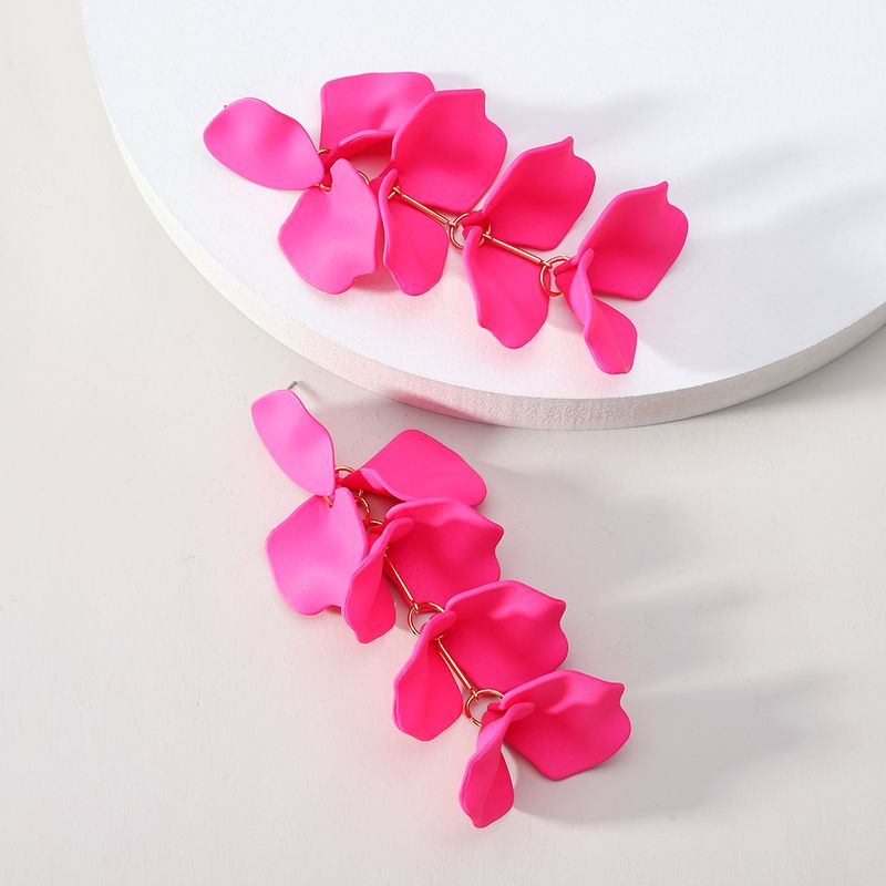 1 Pair Simple Style Petal Arylic Stoving Varnish Women's Drop Earrings