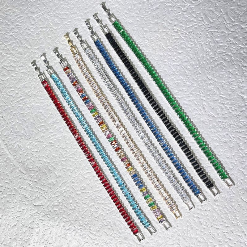 Le Cuivre Plaqué Rhodium Style Classique Incruster Coloré Zircon Bracelets