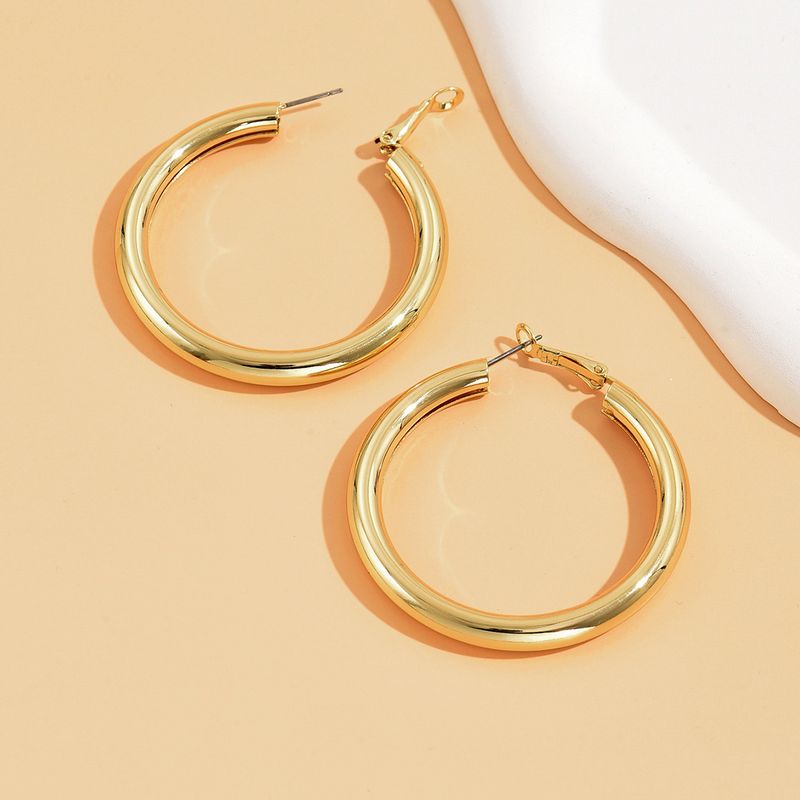 1 Pair Classic Style Commute Round Iron Hoop Earrings