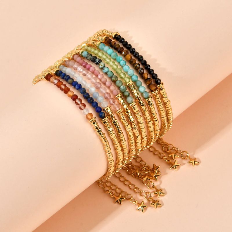 Ethnischer Stil Farbblock Ein Naturstein Perlen Überzug Armbänder