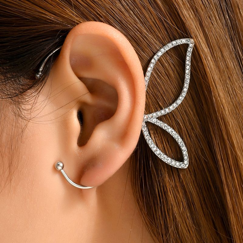 1 Pièce Style De Fée Sucré Papillon Incruster Le Fer Verre Clips D'oreille