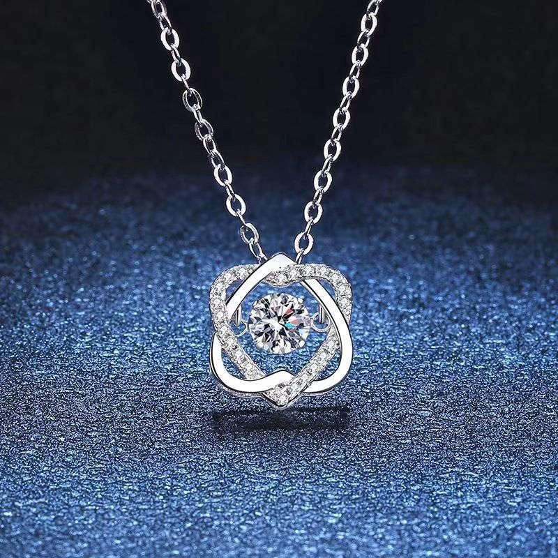 Elegant Heart Shape Sterling Silver Plating Inlay Zircon Pendant Necklace