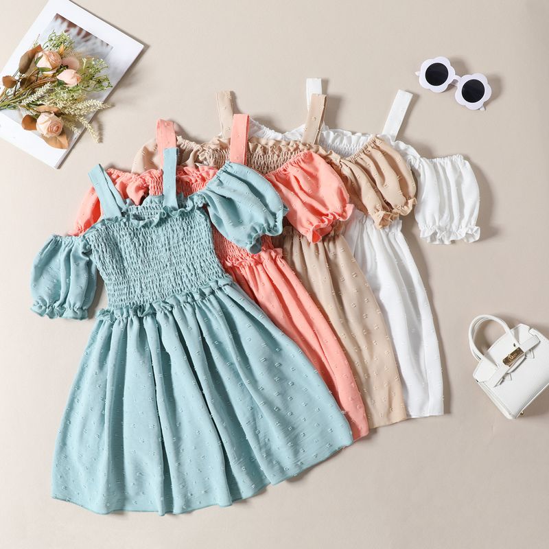 Princess Solid Color Cotton Blend Polyester Girls Dresses