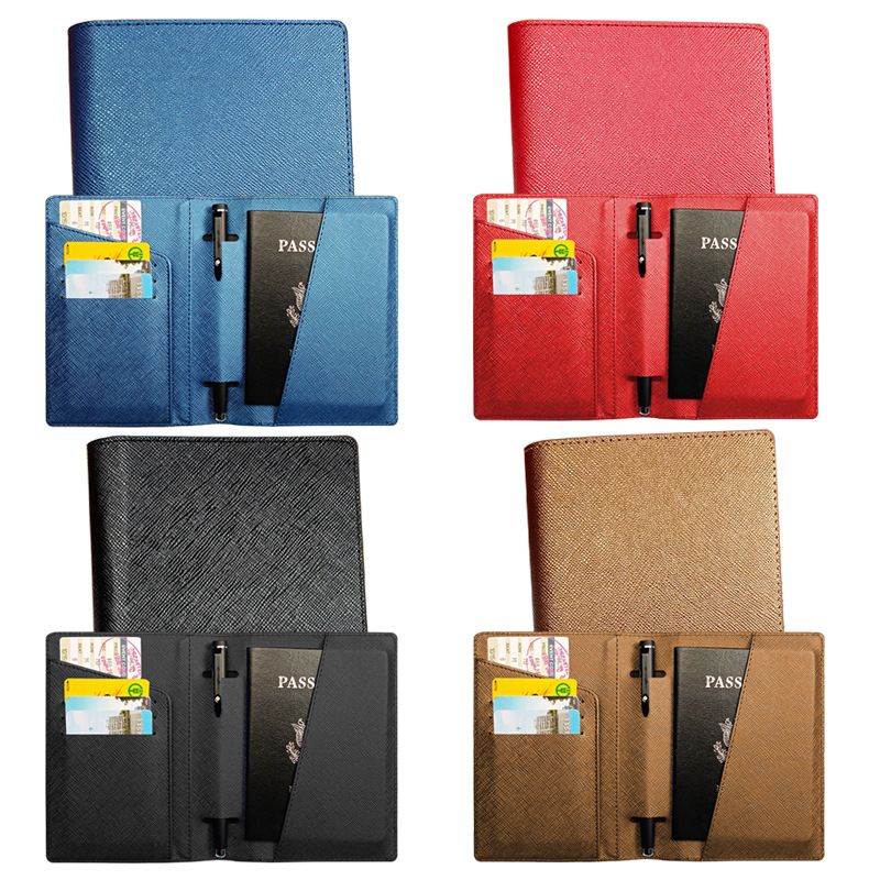 Unisex Classic Style Solid Color Pu Leather Passport Holders