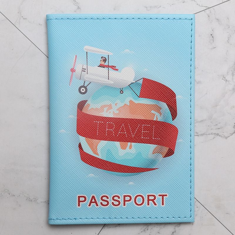 Unisex Cartoon Style Earth Pu Leather Passport Holders