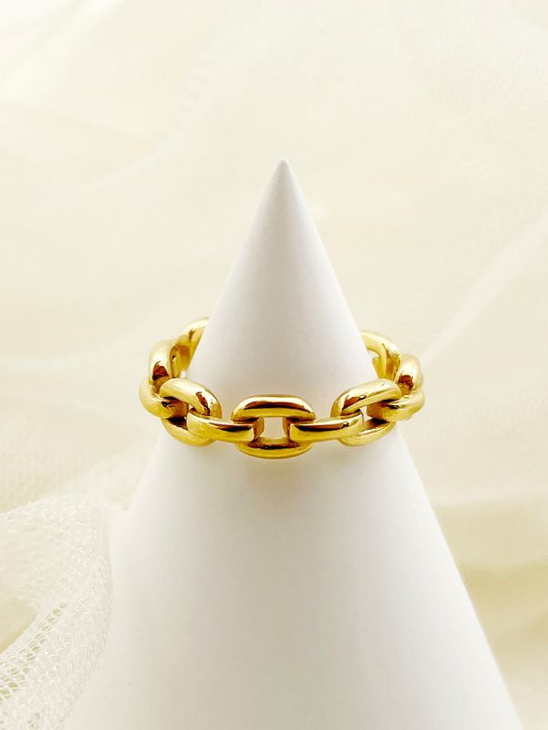304 Stainless Steel 14K Gold Plated Simple Style Plating Solid Color Rings