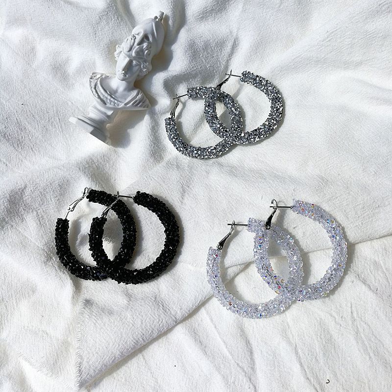 1 Pair Shiny Geometric Plating Inlay Metal Artificial Crystal Earrings