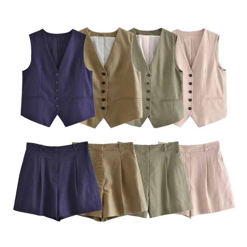 Women's Streetwear Solid Color Polyester Pocket Shorts Sets