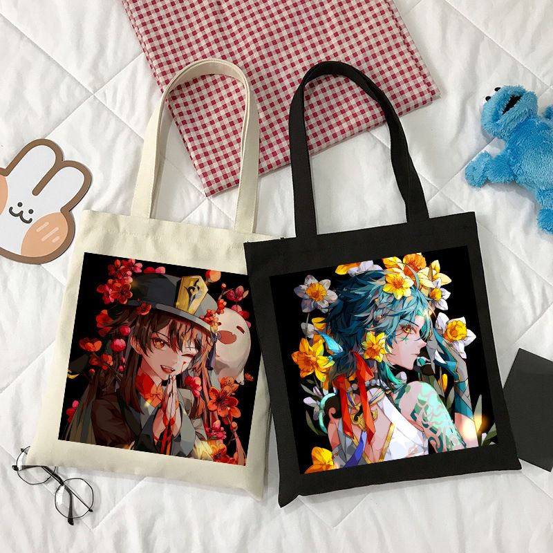 Women's Cartoon Style Portrait Shopping Bags