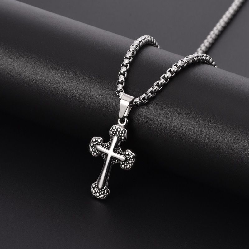 Simple Style Cross Stainless Steel Titanium Steel Polishing Men's Pendant Necklace
