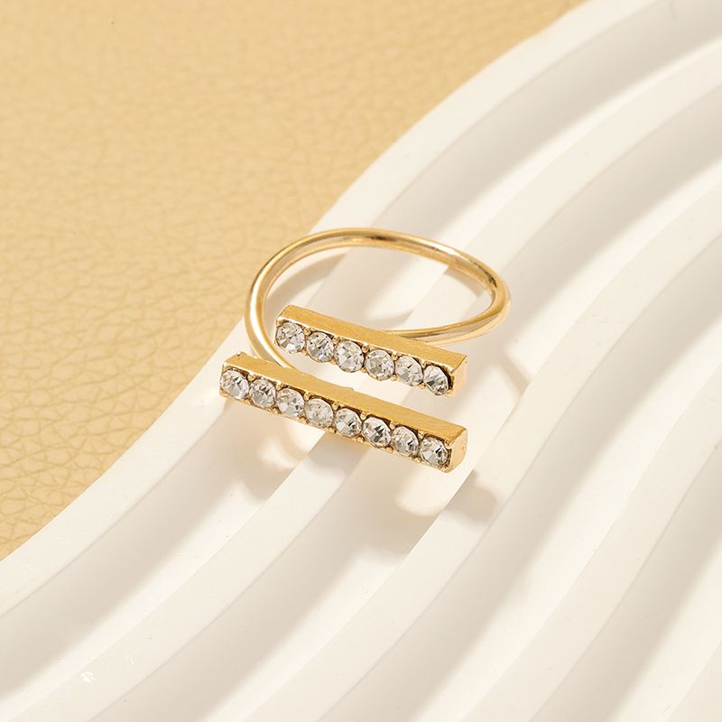 Wholesale Jewelry Simple Style Geometric Alloy Rhinestones Inlay Open Ring