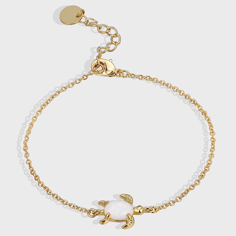 Einfacher Stil Schildkröte Kupfer Überzug Inlay Künstliche Edelsteine 18 Karat Vergoldet Armbänder