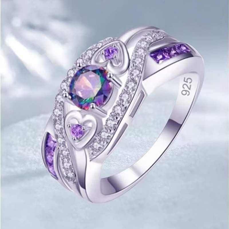 Wholesale Jewelry Romantic Shiny Round Heart Shape Metal Rhinestones Plating Inlay Rings