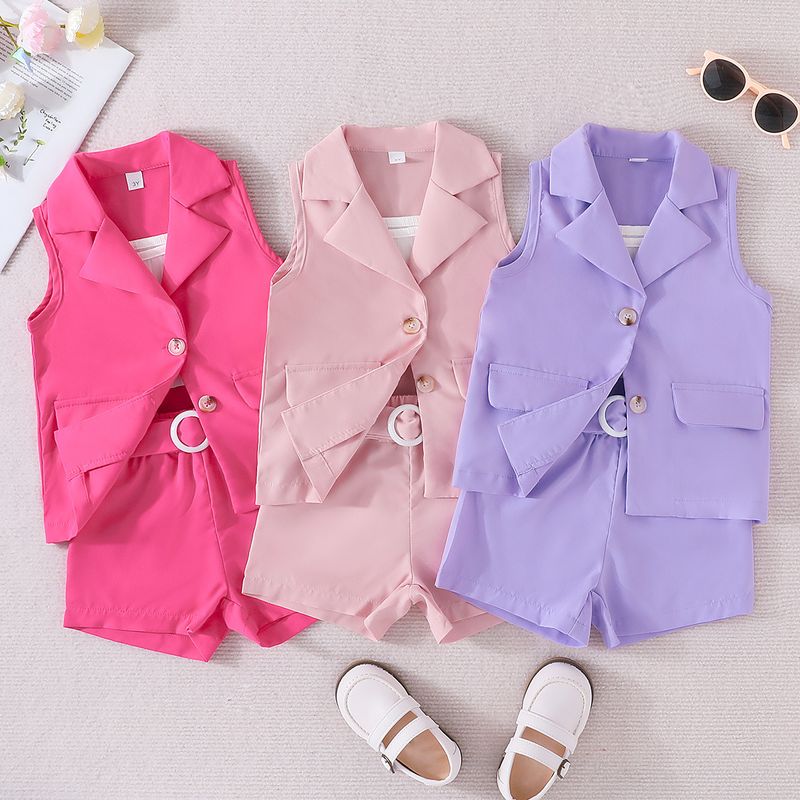 Casual Simple Style Solid Color Polyester Girls Clothing Sets