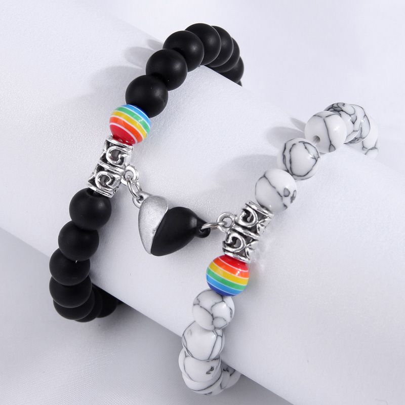 Retro Einfacher Stil Regenbogen Herzform Legierung Harz Perlen Unisex Armbänder