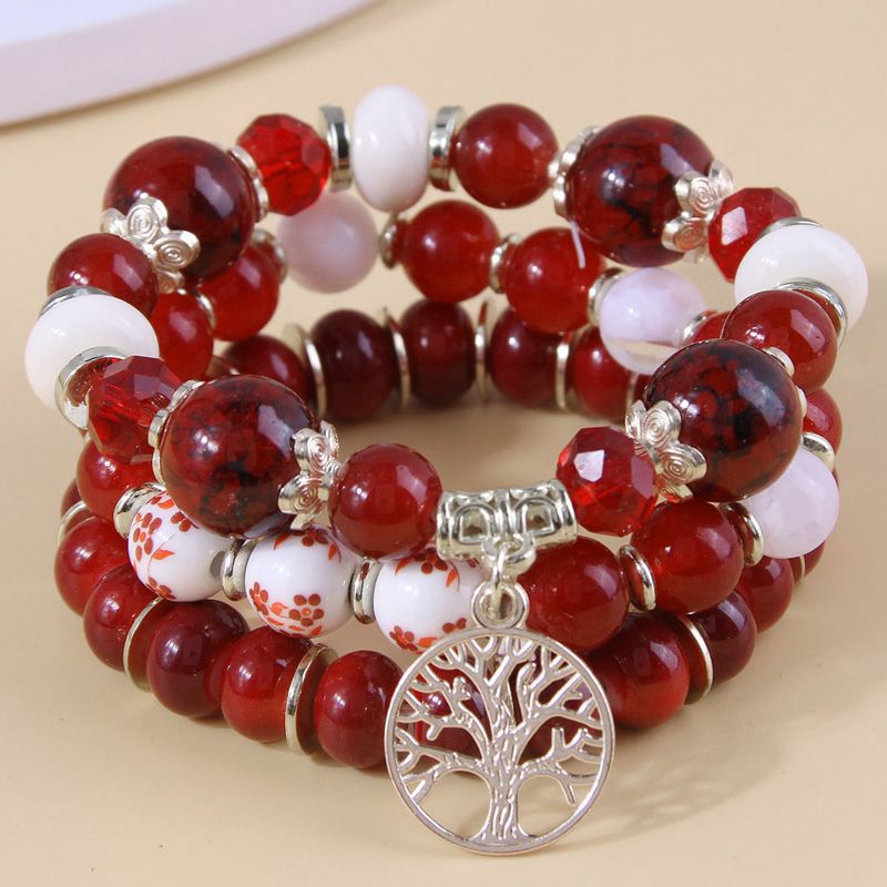 Simple Style Big Tree Alloy Glass Bead Beaded Women's Bracelets