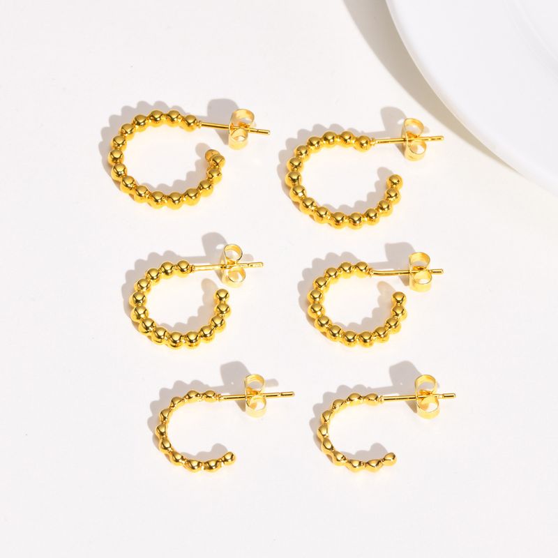 1 Pair Streetwear C Shape Plating 201 Stainless Steel Gold Plated Ear Studs