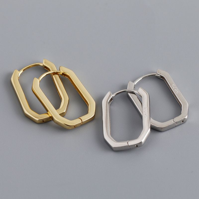 1 Pair Simple Style Geometric Sterling Silver Plating Earrings