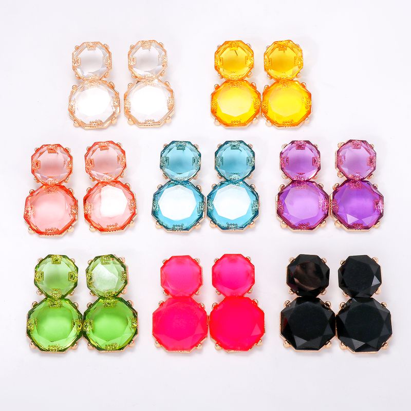 1 Pair Ig Style Round Inlay Alloy Resin Drop Earrings