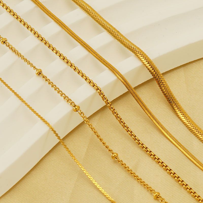 Rostfreier Stahl 18 Karat Vergoldet Basic Überzug Geometrisch Titan Stahl Halskette