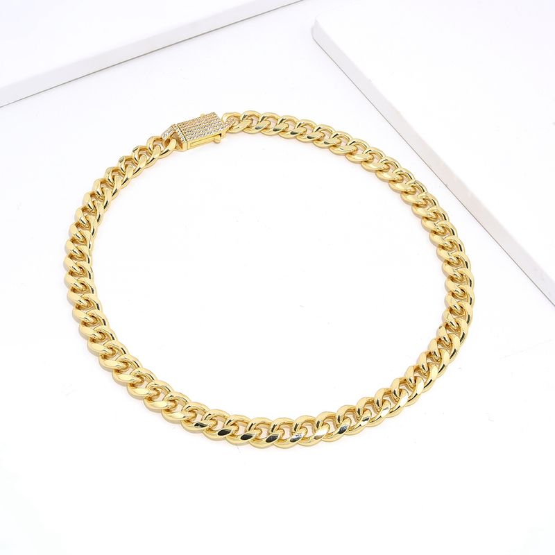 Hip-hop Geometric Copper Gold Plated Zircon Necklace In Bulk