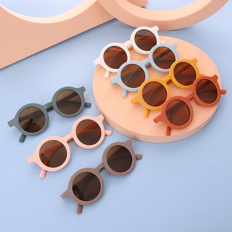 Cute Solid Color Tr Round Frame Full Frame Kids Sunglasses