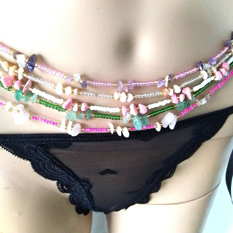 Elegant Solid Color Seed Bead Women's Chain Belts