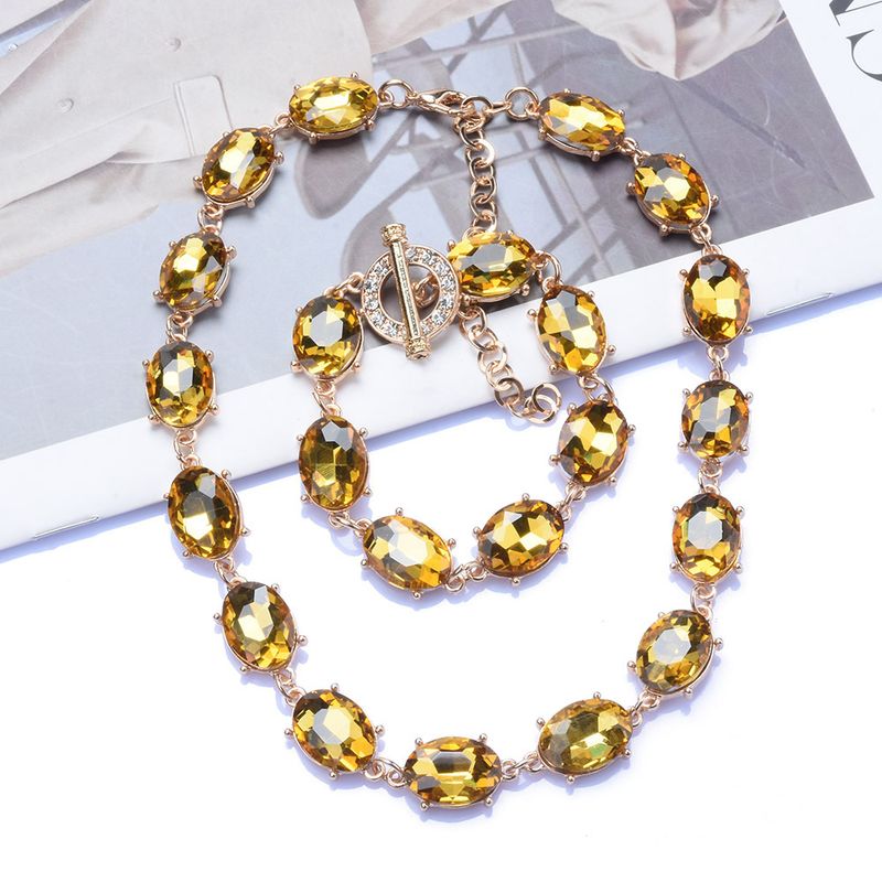 Glam Retro Oval Crystal Rhinestones Alloy Wholesale Bracelets Necklace