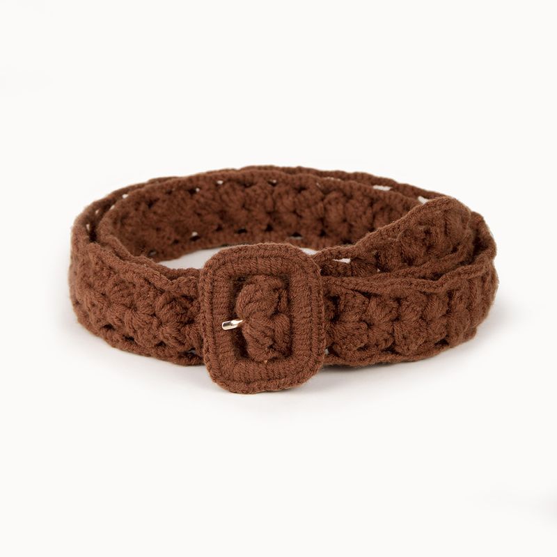 Classic Style Solid Color Yarn Women's Woven Belts