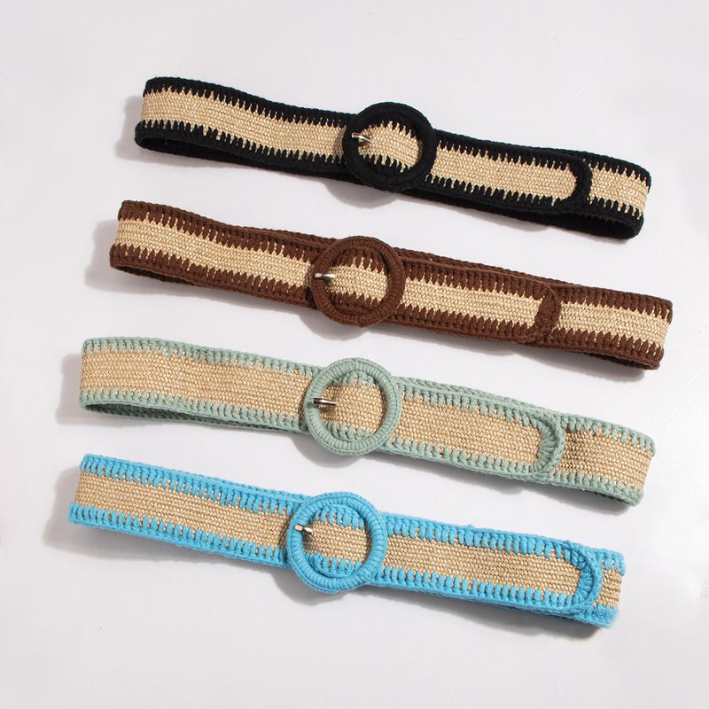 Bohemian Color Block Plastic Yarn Women's Woven Belts