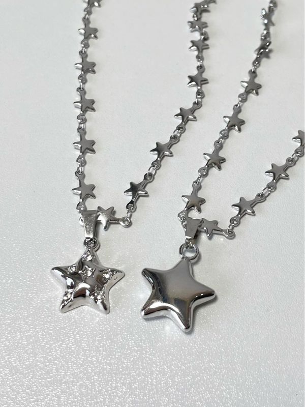 Y2k Einfacher Stil Stern Titan Stahl Patchwork Halskette Mit Anhänger