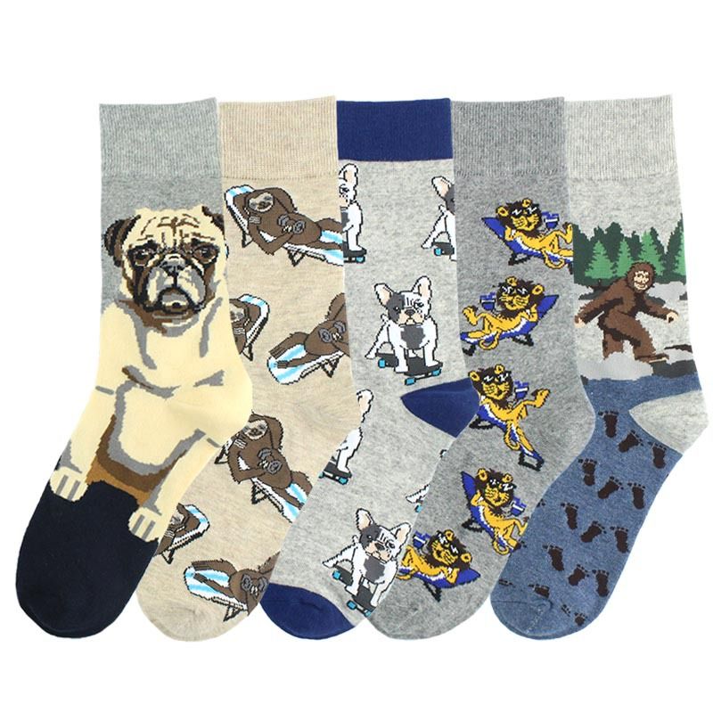 Unisex Cartoon Style Animal Cotton Crew Socks A Pair