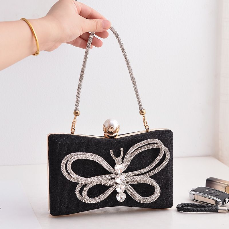 White Black Champagne Pu Leather Butterfly Pillow Shape Evening Bags