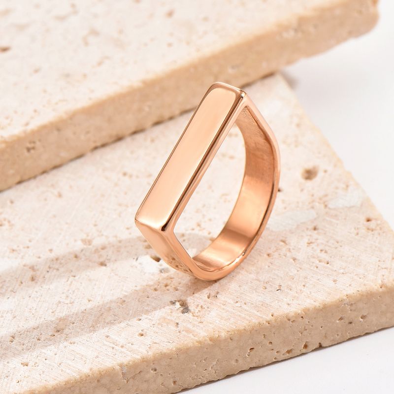 304 Stainless Steel Rose Gold Plated Simple Style Polishing Plating Solid Color Rings