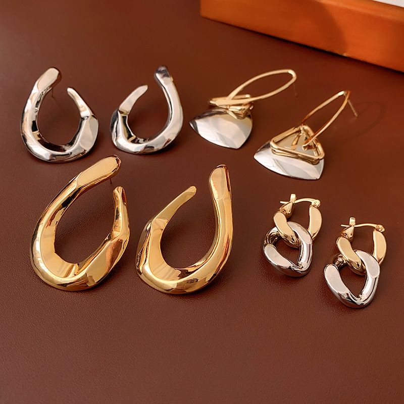 1 Pair Simple Style Geometric Heart Shape Plating Copper Earrings