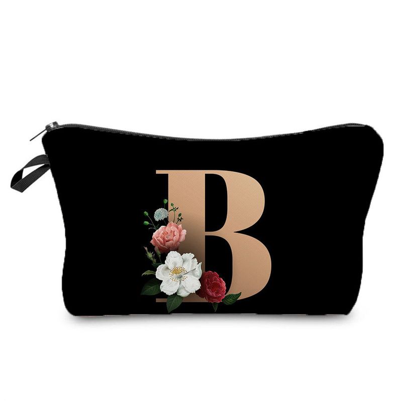 Femmes Moyen Printemps Été Polyester Lettre Fleur Élégant Style Classique Carré Fermeture Éclair Trousse De Maquillage