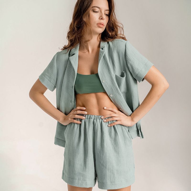 Women's Classic Style Solid Color Cotton Cotton And Linen Shorts Sets